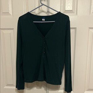 Old Navy Deep Green V-Neck Blouse